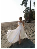 White Pleated Satin Slit Unusual Wedding Dress